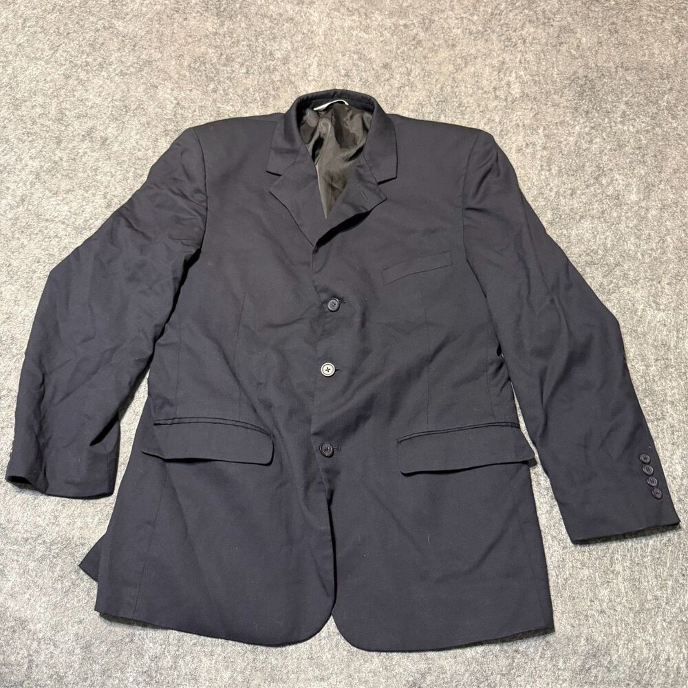 Versini Mens Jacket Blazer Size 48 Regular Black Wool Sport Coat